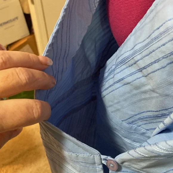 NWT Quizz Woman Stretch Blue wrap, textured stripe 3/4 sleeve top blouse 20 W - Picture 7 of 9